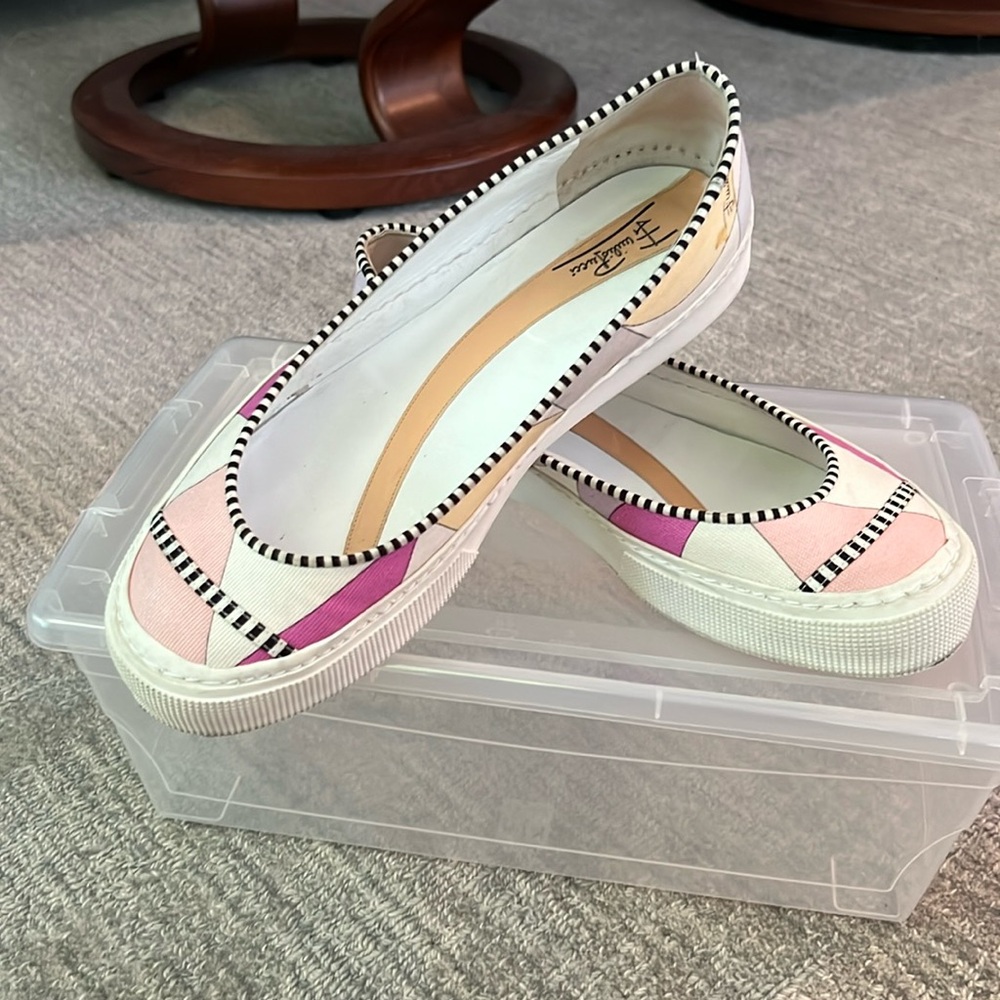Emilio Pucci Vintage Canvas Flats with Leather Lining - Size 39 EU